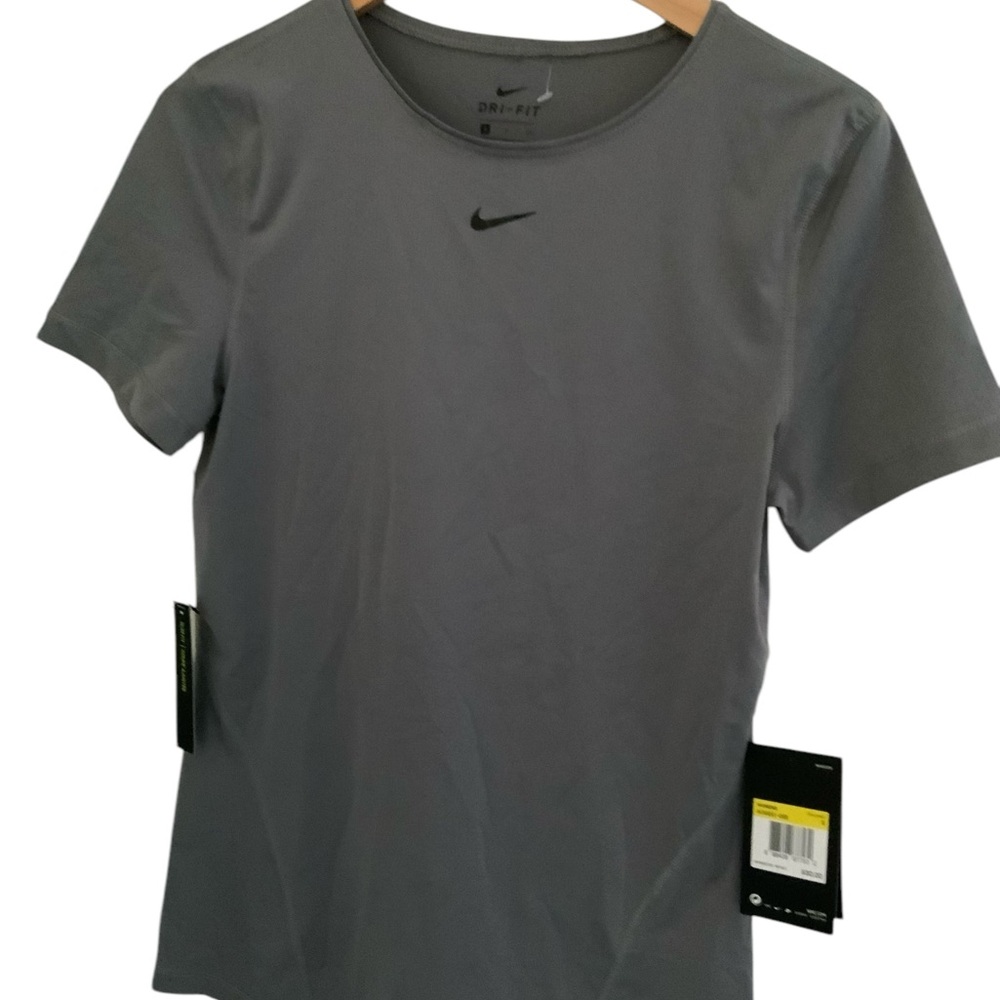 Nike Women's Pro Short Sleeve Mesh Training Top GRAY Size Small AO9951 056